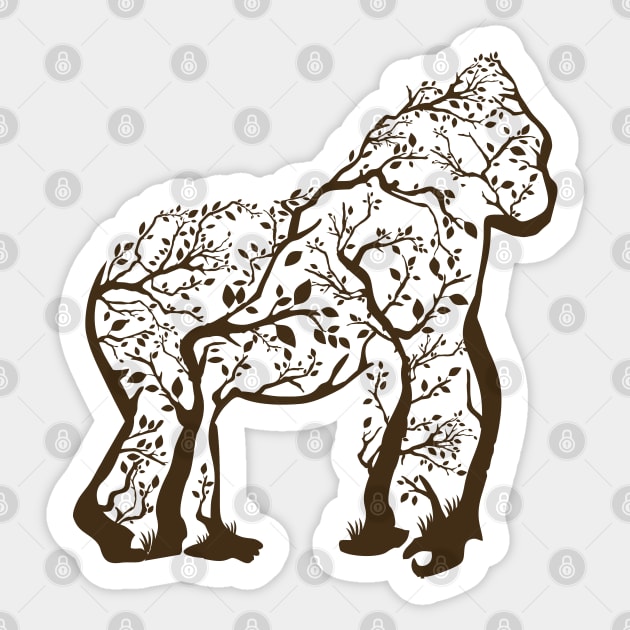 gorilla tree illustration Sticker by Mako Design 